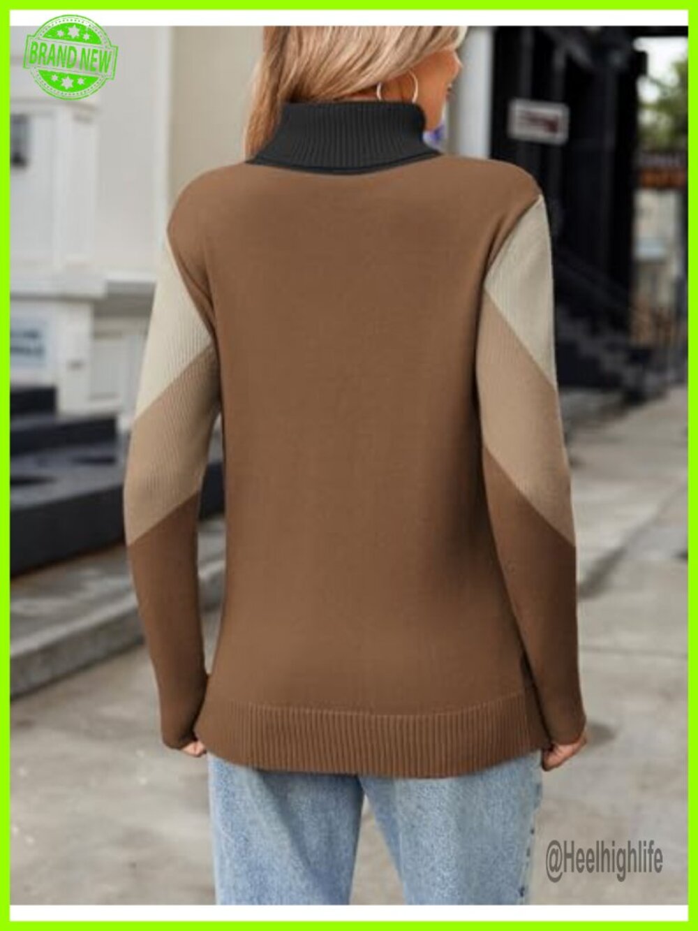 Turtleneck Sweater Chunky Knit Pullover Long Sleeve Fall Winter - Picture 4 of 6